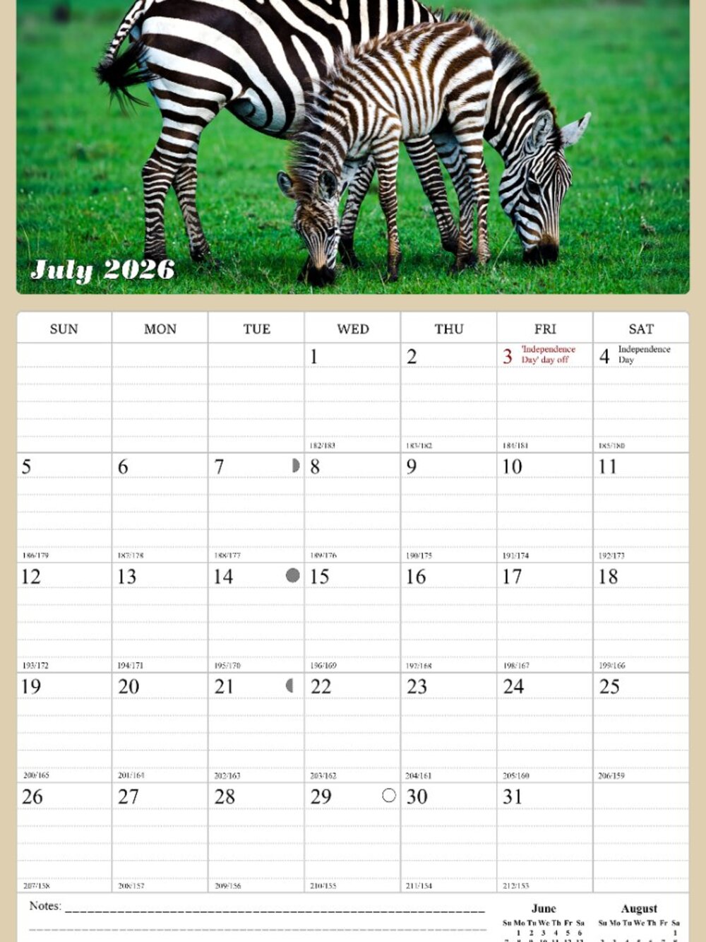 2026 - 2027 Wall Calendar Spiral-bound Twin - 18 Months (Baby Animals) 11" x 17"